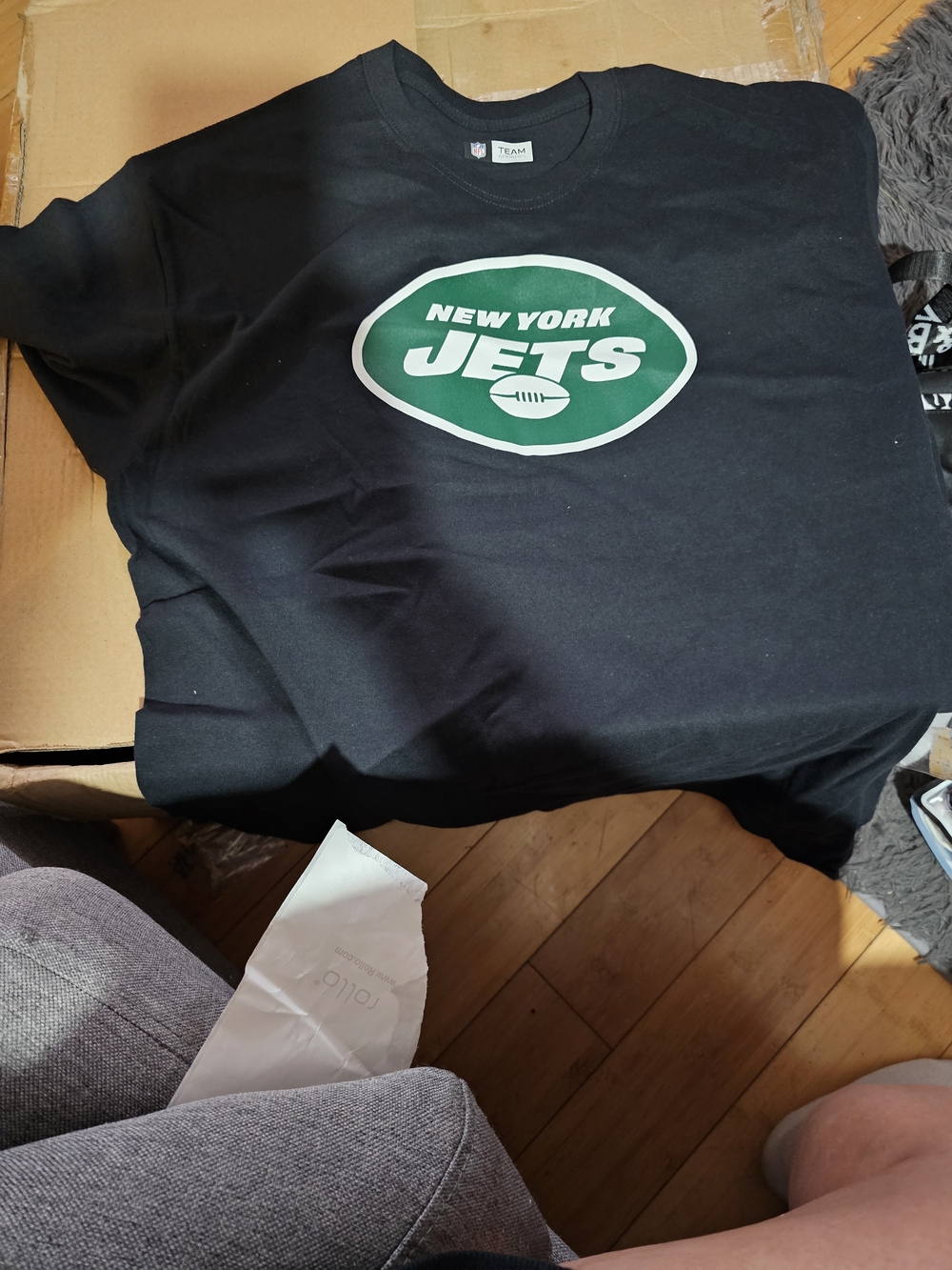 NFL New York Jets Black Tee with Green Logo